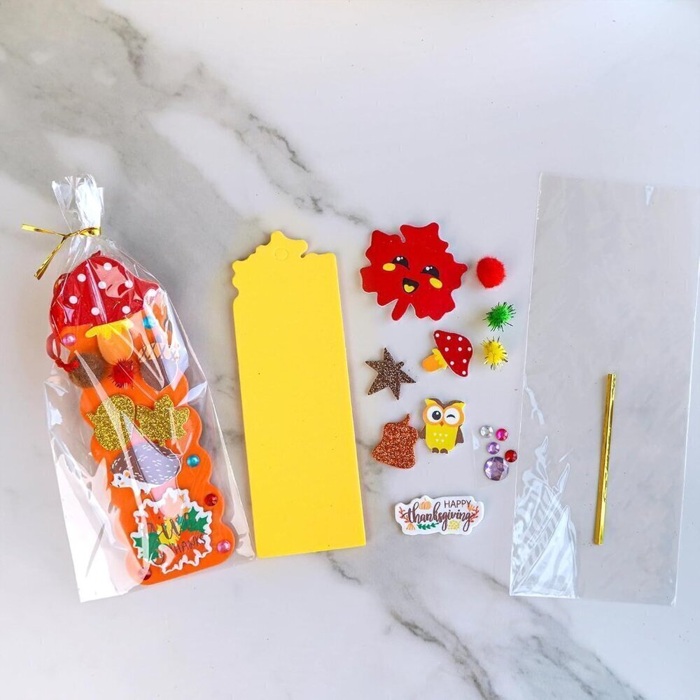 32 Sets Fall Crafts Kits DIY Fall Bookmarks Decorations Art Sets Maple Leaves Sm
